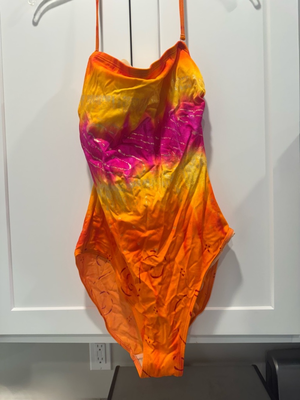 Vibrant Tie-Dye One-Piece Swimsuit - Orange, Yellow & Pink